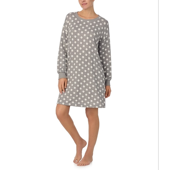 Kate Spade New York Polka Dot Jersey Long Sleeve Nightshirt Women Size Large L - Picture 1 of 12
